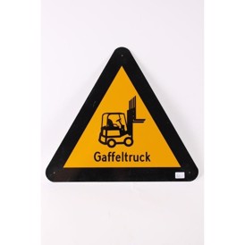 Skilt, alu, gult m gaffeltruck